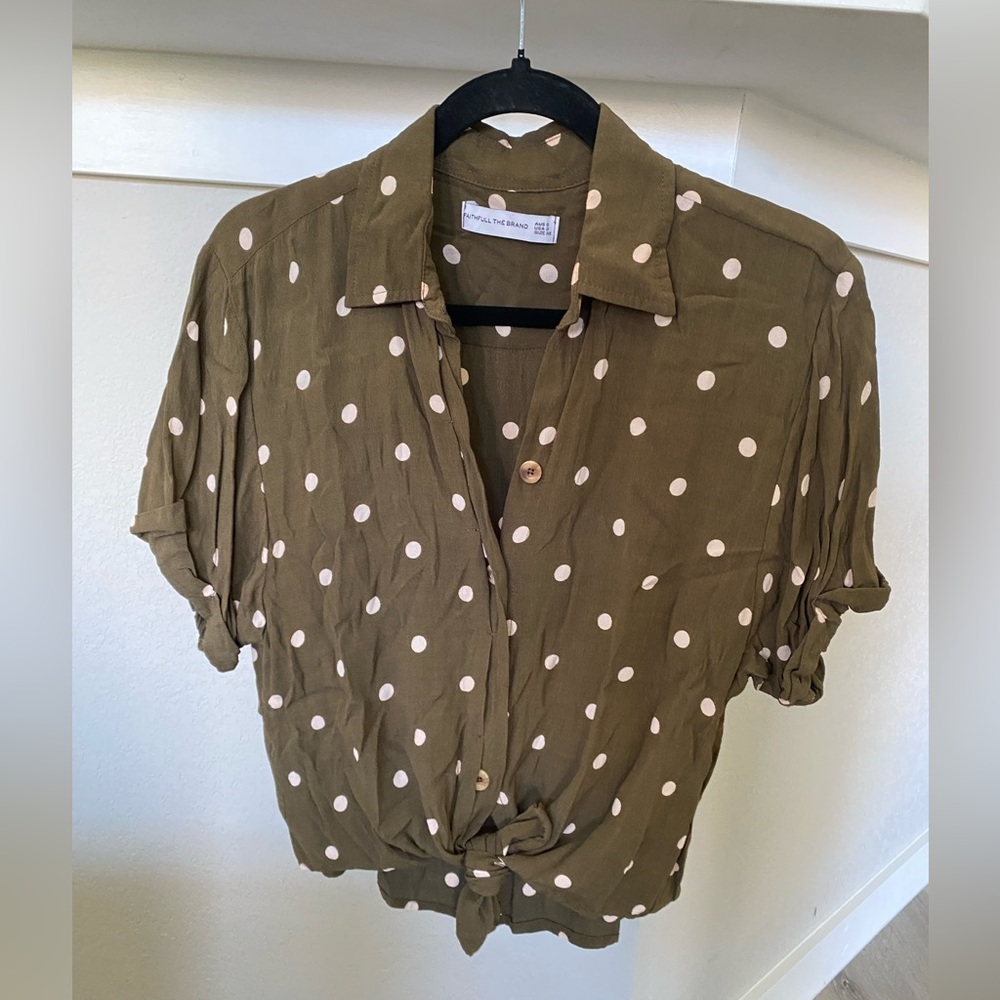 Faithful the Brand- Olive Polka Dot Button Down